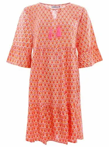 Produktbild: Zwillingsherz Viskose Sommerkleid Blumen Damen Frauen – Locker luftig lang Freizeitkleid Cocktailkleid Strandkleid Abendkleid Kleid Tasseln Sommer