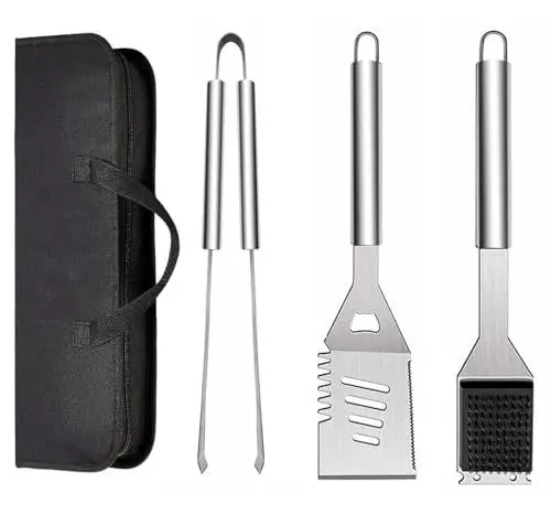 Produktbild: ZWMYF Edelstahl Grillbesteck-Set 3-TLG Professionelle Grill Bestecksets in Tragetasche BBQ Grillwerkzeug Grillset Werkzeuge für Männer und Frauen Camping Garten
