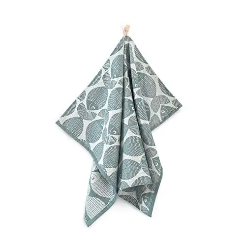 Produktbild: ZWOLTEX 1er Set Jacquard Geschirrtücher/Geschirrtuch | Küchentuch | Abtrockentuch | saugstarke Baumwolle I Sammlung Premium Geschirrtücher - 1x FISH L ZE-037P+700 turquoise (50x70)