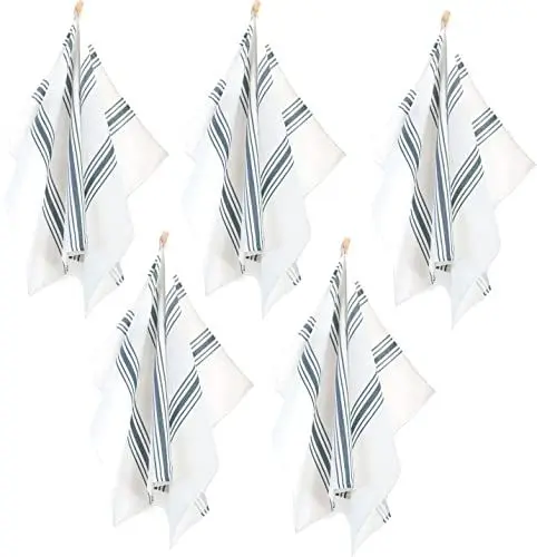 Produktbild: ZWOLTEX 5er Set Jacquard Geschirrtücher/Geschirrtuch | Küchentuch | Abtrockentuch | saugstarke Baumwolle I Sammlung Premium Geschirrtücher - 5x Fish P Navy (50x70)