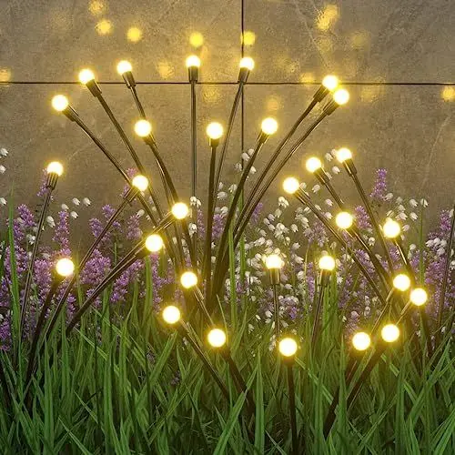 Produktbild: ZWOOS 4er-Pack Solarlampen für Außenbereich und Garten - 10 LED Glühwürmchen Solarleuchten für Balkon und Garten, IP65 Wasserdicht, warmweißes Licht