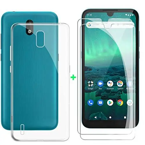 Produktbild: ZXLZKQ Hülle + 2 Stück für Panzerglas Schutzfolie für Nokia 1.3 (5.71 Zoll), Transparent hülle silikon Bumper Cover TPU Case Handyhülle Und 9H Gehärtetes Glas Film - Transparent
