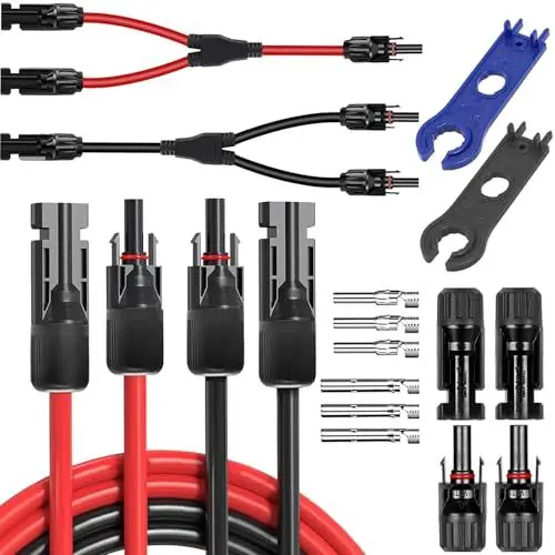 Produktbild: zycBernoi 2M X 2 Solarkabel Zubehör Set, 4MM² Solarkabel Verlängerungskabel, Solarkabel Y-Verteiler, PV Kabel, IP67 Photovoltaik Kabel mit Solarstecker