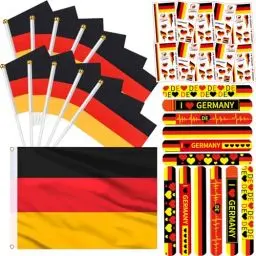 Produktbild: zycBernoi Deutschland Deko 2024 Dekoration Set, 33 Teilen Deutschland Fanartikel, Deutschland Flagge, Klein Flagge, Deutschland Flagge Tattoo, Schnapparmbäner