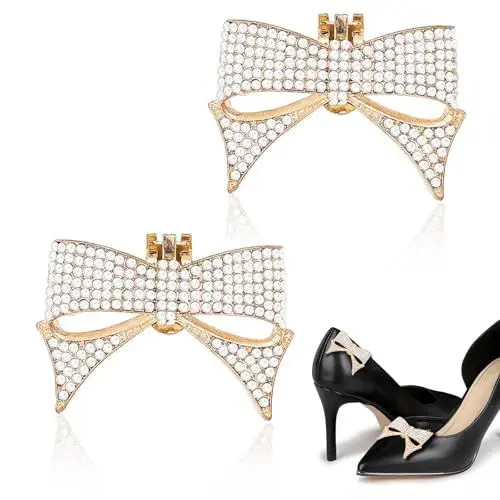 Produktbild: ZYETGH 2 Stück Schuhclips Damen Schleife Schuhschmuck Braut Strass Schuhanstecker Schuhschnallen Kristall Abnehmbare Schuh Charms für Hochzeit Abschlussball High Heels