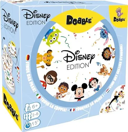 Produktbild: Zygomatic, Dobble Disney, Familienspiel, Kartenspiel, 2-8 Spieler, Ab 6+ Jahren, 15 Minuten, Deutsch, Mehrsprachig, 4. 90 Karten