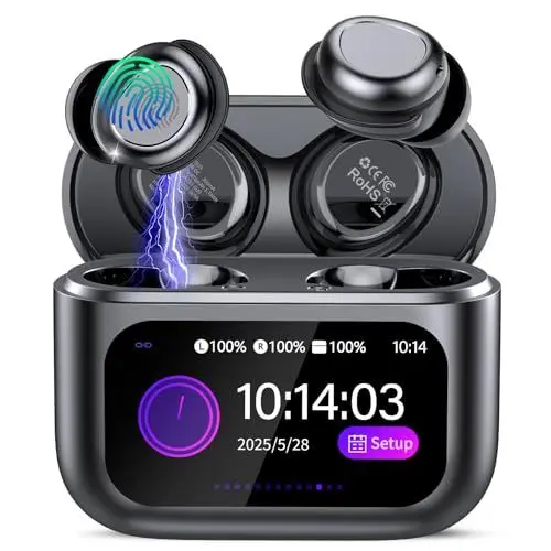 Produktbild: ZYHKON Bluetooth Kopfhörer, Bluetooth 5.4 Schlafkopfhörer In Ear mit Touchscreen, 48H Spielzeit Mini Kopfhörer mit HiFi Sound/5 EQ-Modi/ENC Noise Cancelling, Wireless Ohrhörer für Seitenschläfer