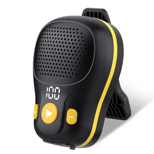 Produktbild: ZYHKON Kabelloser Tragbarer Lautsprecher, Mini Bluetooth 5.4 Speaker, IP56 Wasserdicht Clip-On-Boombox mit Mikrofon für Freisprechfunktion, 18h Kraftvoller Sound Musikbox per Viaggi/Sport/Arbeiten