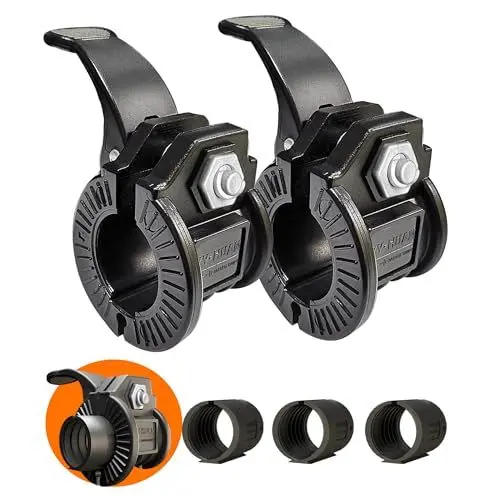 Produktbild: ZY-HUAN Langhantel-Klemmen, Einstellbare Größe Hantel Verschluss 30mm 28mm 25mm 23mm Schnellspanner-Gewicht-Clips,schnellverschlüsse hantelstange für Crossfit, Gewichtheben, Profi-Training (Schwarze)
