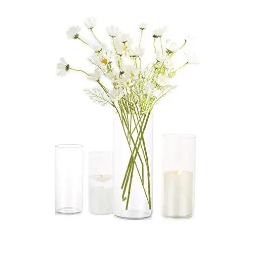 Produktbild: Zylindervase Bulk Klar Eylkoi - 4 StüCk/Set Kerzenhalter Glas Set Glaszylinder Mehrere GrößEn,Kleine Vasen füR Tischdeko, Vase füR Pampasgras Groß Tischdeko FüR Die Hochzeit,10+15+20+25cm(Hoch)