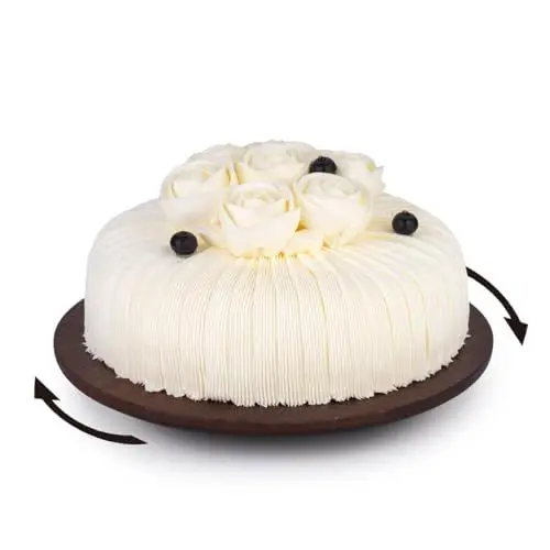Produktbild: ZYOOO Drehbarer Tortenplatte Rund aus Holz,Tortenständers mit Drehbarer Standfuß zur Ablage von Kuchen,Torten,Kekse,Obst,Knabberzeug,Gebäck,Nüsse, Süßigkeiten als Obstteller Servierplatte(Ø30cm,H:3cm)