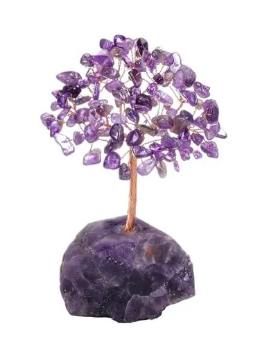 Produktbild: Zysta Feng Shui Amethyst Kristallbaum Kristalle Geldbaum mit Basis Lebensbaum Deko Natürlicher Edelsteine Baum des Leben Dekoration für Büro Tisch Zimmer (Amethyst)