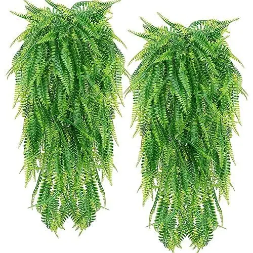 Produktbild: ZYWUOY Künstliche Pflanzen, grüne Ranken, Farne, persisches Rattan, künstliche Hängepflanze, Boston Efeublätter, Farn, Outdoor, UV-beständige Kunststoffpflanzen