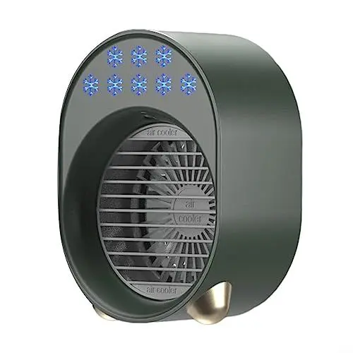 Produktbild: ZYWUOY Tragbarer Luftkühler, AC wiederaufladbare Klimaanlage, leise, persönliche Kühlventilatoren, Schlafzimmer-Kühler für Zuhause, Büro, Zelt, Camping (grün)