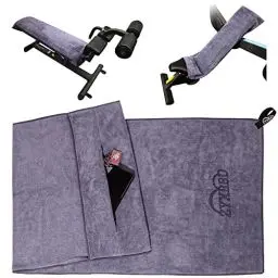 Produktbild: ZYXBBD Fitness Handtuch I Sporthandtuch Fitnessstudio 120x50cm I rutschfest Gym Handtuch mit Fixierung und Reißverschluss Tasche I Mikrofaser Handtuch XL (Lila-, 120 x 50 cm)
