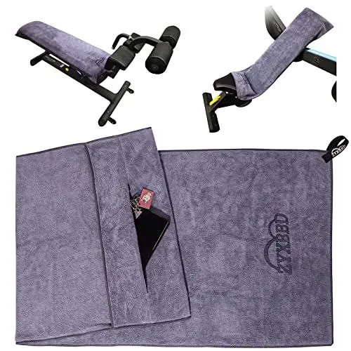 Produktbild: ZYXBBD Fitness Handtuch I Sporthandtuch Fitnessstudio 120x50cm I rutschfest Gym Handtuch mit Fixierung und Reißverschluss Tasche I Mikrofaser Handtuch XL (Lila-, 120 x 50 cm)