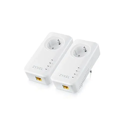Produktbild: Zyxel G.hn 2 Powerline Kit Ethernet Adapter – Pass-Through, Gigabit, Plug-and-Play, 8K Content-Streaming 2er Pack (PLA6457)
