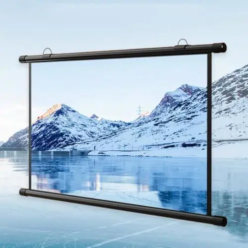 Produktbild: ZYXQQJ 40/60/72 Zoll Tragbare Beamer Leinwand Heimkino-Filmleinwand HD-Projektionsleinwand Manuell Ausziehbare Rollo Leinwand(16:9,50inch)