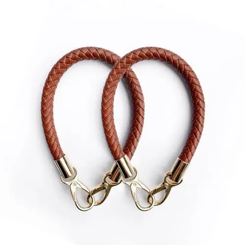 Produktbild: Zzcy 2 Stück 40cm Taschenbügel Handtasche Riemen Ersatz Griff Schultergurte Lederriemen Handtaschen Ersatzgriff Diy Taschenzubehör Taschengurt Schultergurt Mit kleinem Schlüsselanhänger(Braun)