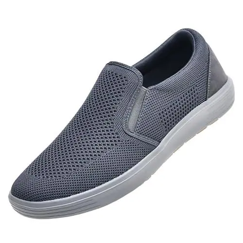 Produktbild: ZZS Herren Slip On Walking Schuhe Luftkissen Loafer Tennis Casual Mesh Arbeit Sneakers-Dunkelgrau 45.5 EU